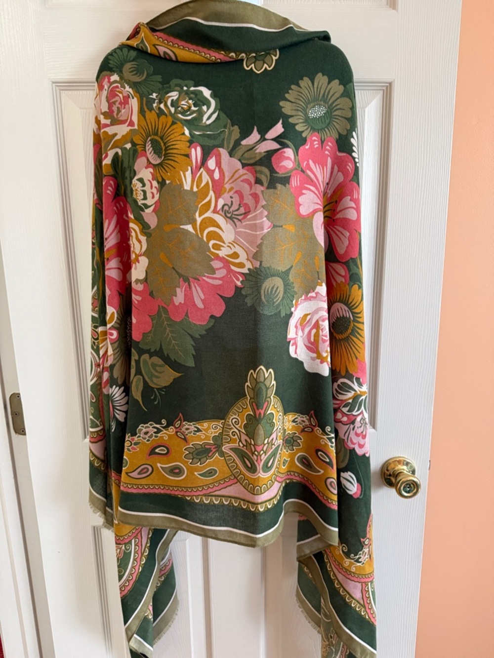 Powder UK Floral Green Pink Mustard Paisley Scarf Wrap